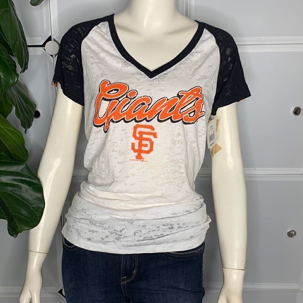 Genuine Merchandise Campus Lifestyle San Francisco Giants Burnout V Neck Top Siz